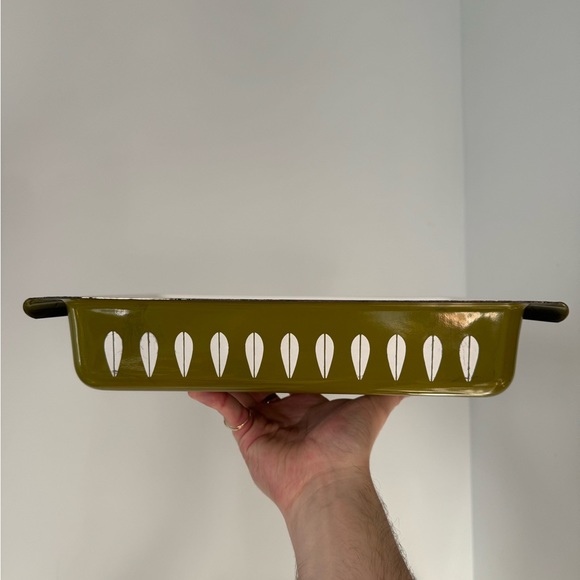 MCM Vintage Cathrineholm Lotus Casserole Baking Dish & Stand avocado green - Picture 8 of 14